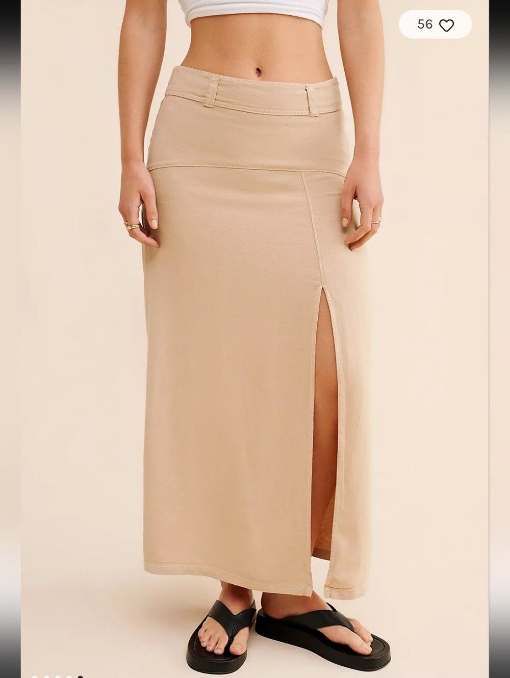Free People Linen Blend  Kakhi Maxi Skirt Size 6